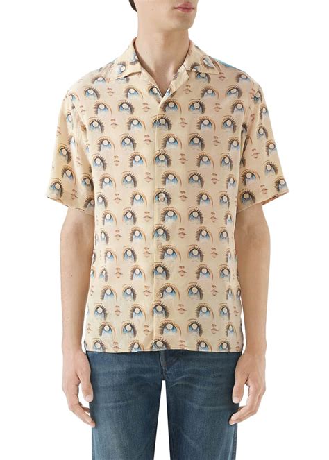 gucci men's anime graphic short-sleeve silk shirt|Men .